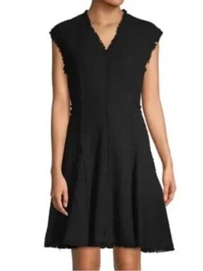 Rebecca Taylor womans Classic Black V‑Neck Fit & Flare Dress size 10